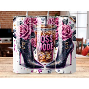 Boss Mode Tumbler Wrap, Frau Geschäftsinhaberin 20 Unzen Skinny Sublimationsbecher Design, weibliche Geschäftsinhaber Sublimationsdesign