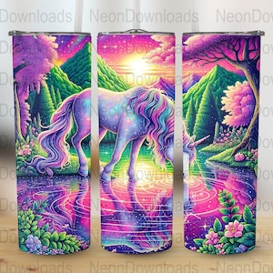 Seamless Magical Unicorn Fantasy 20 oz Skinny Tumbler Sublimation Design, Digital Download PNG Instant DIGITAL ONLY, Tumbler Wrap