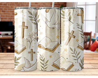 Christian Bible20 oz Tumbler Wrap, Cross Christian Tumbler Png 20oz Skinny Tumbler Png Digital Download PNG