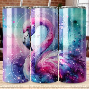 Watercolor Flamingo Tumbler Wrap, 20oz Skinny Flamingo PNG, Pink Purple Flamingo Sublimation Designs, Flamingo Tumbler Wrap