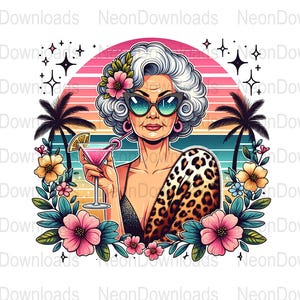 Funny Old Lady Beach PNG, Summer Elderly Grandma Beach Sublimation, Gift for Grandma, Funny Grammy png, Digital Download, Tshirt png Design,
