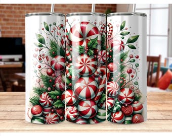 Christmas Candy 20oz Skinny Tumbler Sublimation Design, PNG Digital Download, Christmas Tumbler Wrap Png, Instant Download