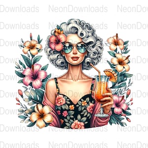 Funny Old Lady Beach PNG, Summer Elderly Grandma Beach Sublimation, Gift for Grandma, Funny Grammy png, Digital Download, Tshirt png Design,