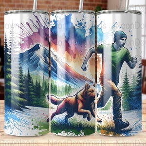 Runner 20oz Skinny Tumbler Mountain Sublimation Design, PNG Digital Download, Trail Running Tumbler Wrap Png, Instant Download