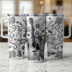 Country Music 40oz Tumbler Laser Engraving Wrap, Guitar Tumbler Wrap Svg, 40oz Laser Engraved Svg,Laser Engraving Svg,SVG For Laser Rotary