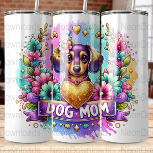 Dachshund 20oz Skinny Tumbler Sublimation Design, PNG Digital Download, Dog Mom Tumbler Wrap Png, Instant Download