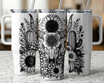 Aztec 40oz Tumbler Laser Engraving Wrap, Bull Skull Tumbler Wrap Svg, 40oz Laser Engraved Svg,Laser Engraving Svg,SVG For Laser Rotary