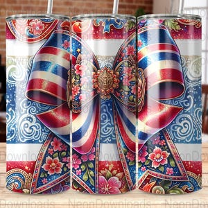 Thailand Sublimation Tumbler Design, Thailand Flag Coquette Bow 20oz Tumbler Wrap PNG, Thai Flag Art PNG, Skinny Tumbler Download