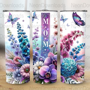 Seamless Mom 20oz Skinny Tumbler Sublimation Design PNG Digital Download Mother&#39;s Day Gift Tumbler Wrap, Mom Gift Png Tumbler Wrap