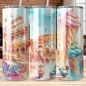 Rome 20oz Skinny Tumbler Sublimation Design, PNG Digital Download, Italy Travel Tumbler Wrap Png, Instant Download