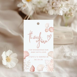 Seashell Baby Shower Editable Bundle Download Pink Girl Shower Game Bundle Neutral Beach Boho Baby Sprinkle Invitation Template Editable PDF image 18