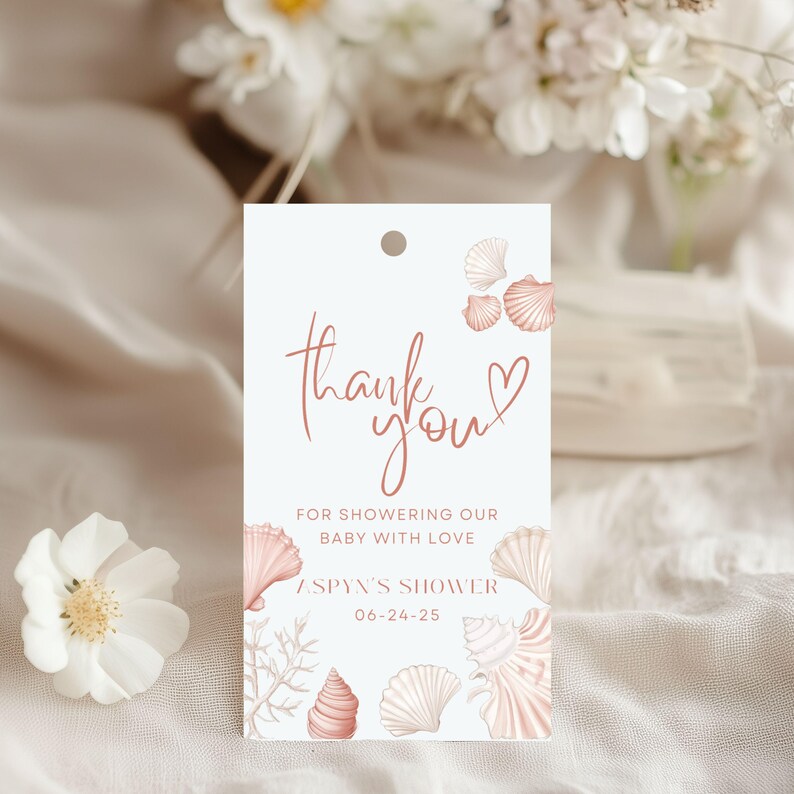 Seashell Baby Shower Editable Bundle Download Pink Girl Shower Game Bundle Neutral Beach Boho Baby Sprinkle Invitation Template Editable PDF image 18