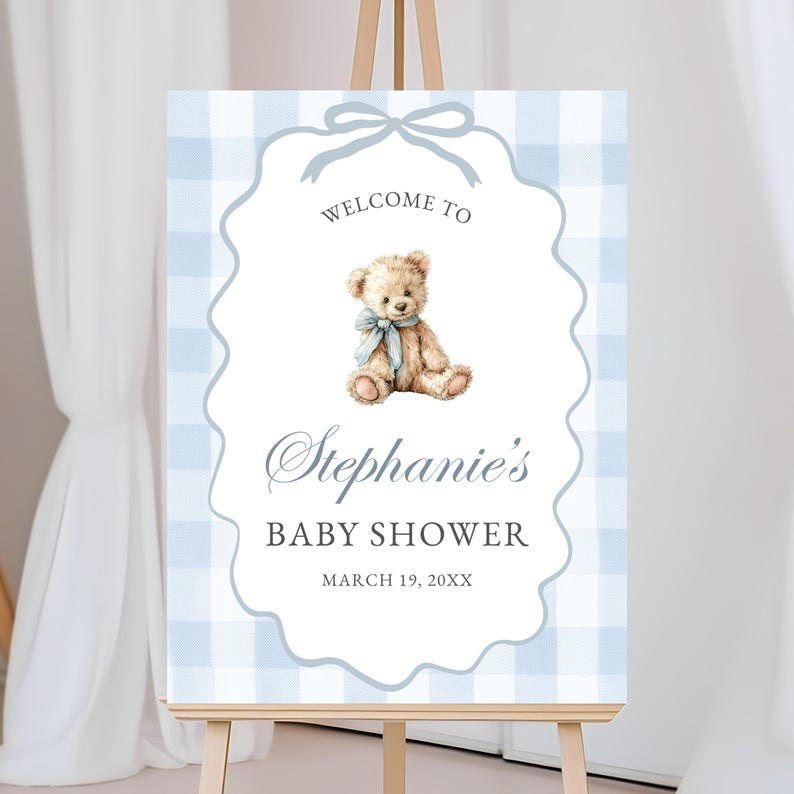 Blue Teddy Shower Bundle Digital Invitation Set Bear
