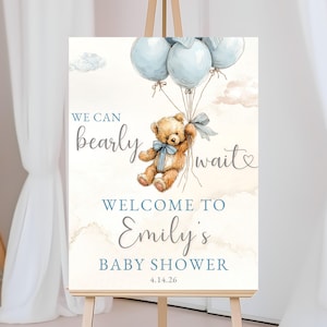 Baby Shower Bundle Editable We Can Bearly Wait Invite Bundle Blue Boy