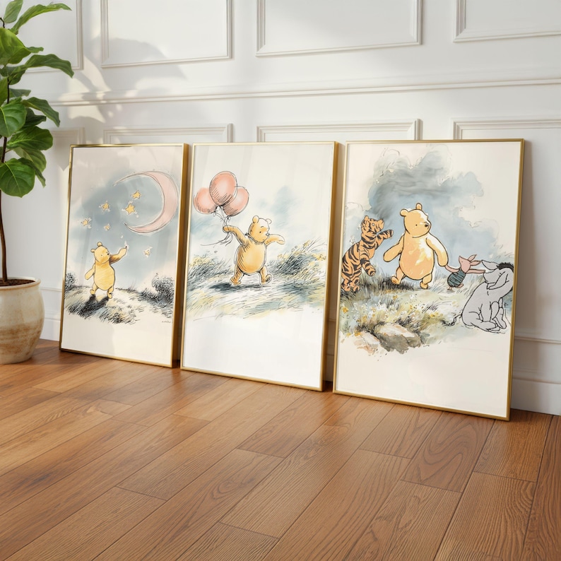 Pooh Nursery Wall Art Digital Print Kids Room