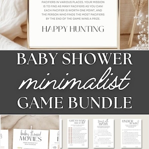 This minimalistic baby shower game bundle is a downloadable neutral game, making it ideal for an instant guessing game at any baby sprinkle party. The modern boy girl shower game sign adds a sleek and stylish touch to your celebration.