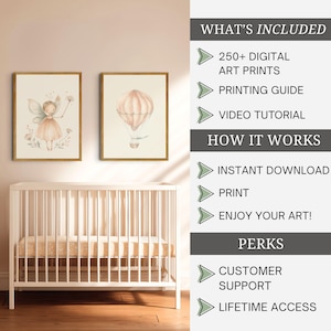 Toddler playroom wall art set with vintage-inspired baby girl prints combining soft animals and floral nursery decor