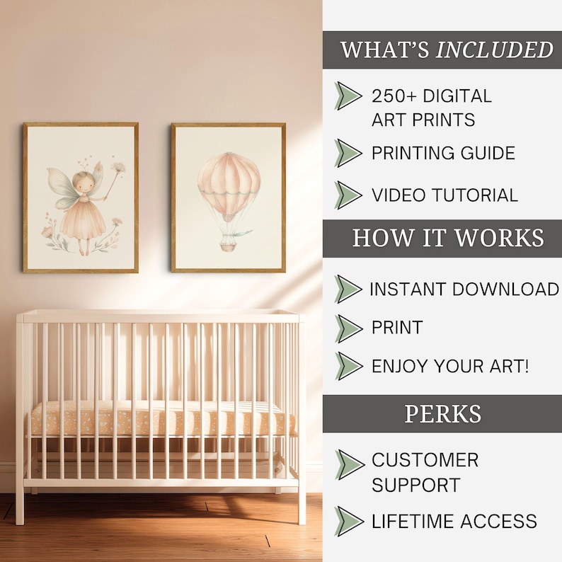 Toddler playroom wall art set with vintage-inspired baby girl prints combining soft animals and floral nursery decor