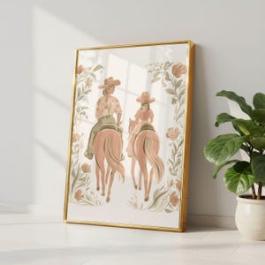 Southwest style western artwork featuring longhorns and cowgirl designs for a girl’s playroom.