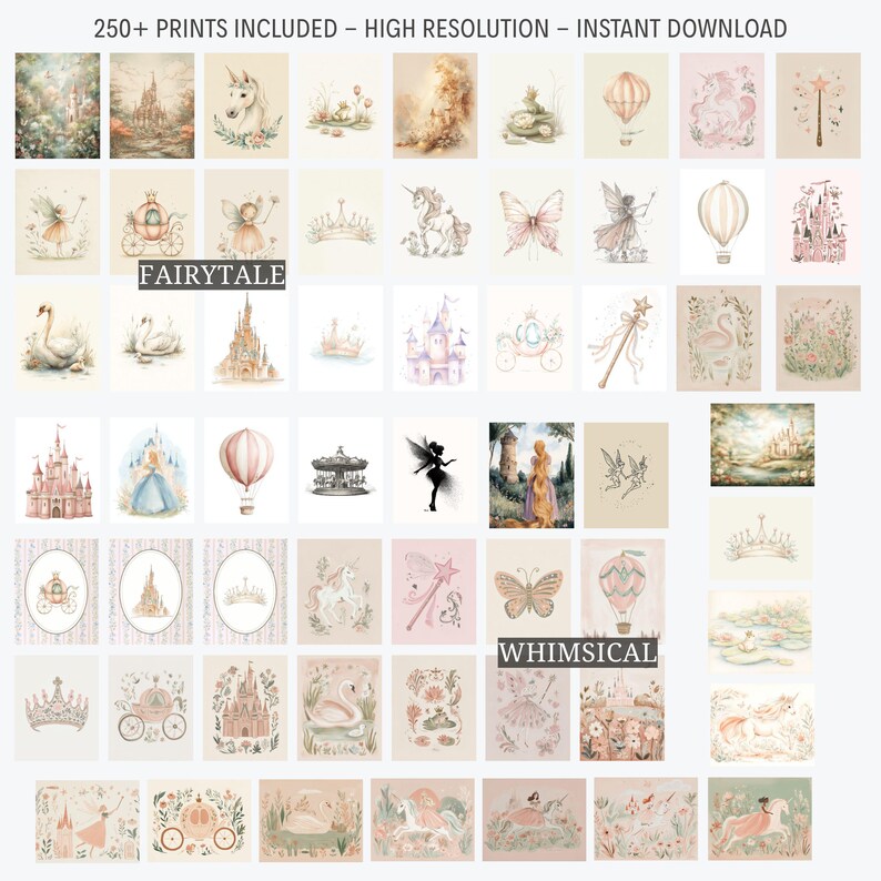 Girl Nursery Wall Art Vintage Collection Baby Bedroom Print Set Download Above Changing Table Nostalgic Decor Children’s Room Fairytale Pack image 4