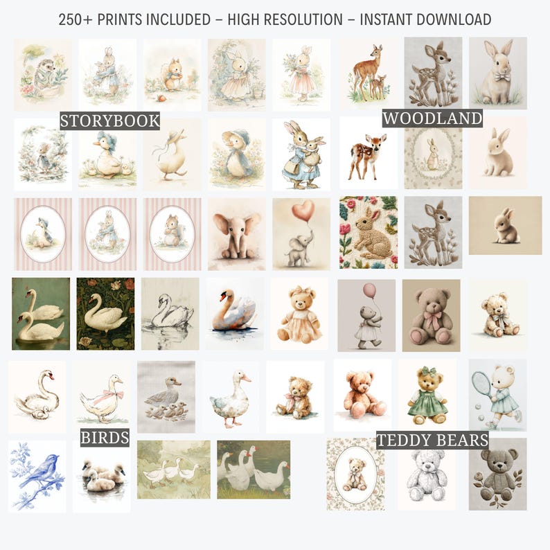 Girl Nursery Wall Art Vintage Collection Baby Bedroom Print Set Download Above Changing Table Nostalgic Decor Children’s Room Fairytale Pack image 3