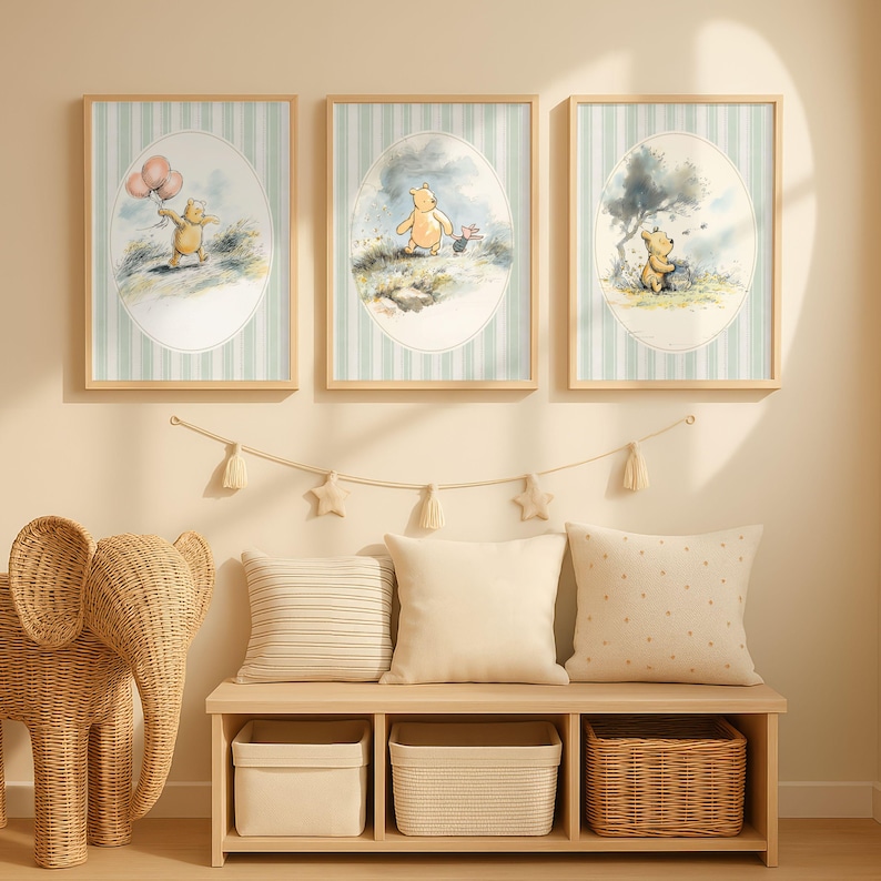 Wall Art Digital Print Kids Room Woodland Gallery Set Childrens Playroom