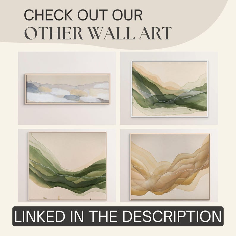 Mountain Horizon Artwork Nature Wall Art for Living Room Painting Above Fireplace Art Work Landscape Watercolor Scenery Print Mid Century image 11