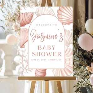 Seashell Baby Shower Editable Bundle Download Pink Girl Shower Game Bundle Neutral Beach Boho Baby Sprinkle Invitation Template Editable PDF image 12