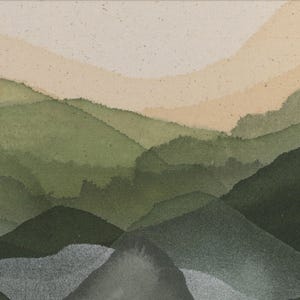 Mountain Horizon Artwork Nature Wall Art for Living Room Painting Above Fireplace Art Work Landscape Watercolor Scenery Print Mid Century image 8