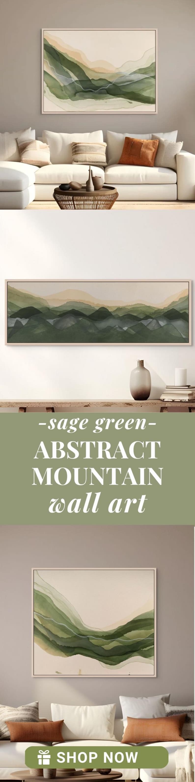 This mountain horizon artwork brings a peaceful and scenic touch to any space. This nature wall art for living room painting above fireplace showcases a beautiful landscape watercolor scenery print in a timeless mid-century style.
