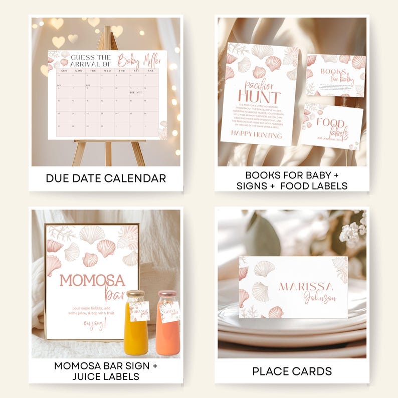 Shower Editable Bundle Download Pink Baby Girl