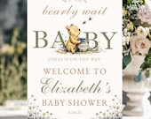 Winnie-the-Pooh Baby Shower Sign Template Personalized Classic Pooh Bear Welcome Poster Gender Neutral Theme Sprinkle Entry Decor Vintage