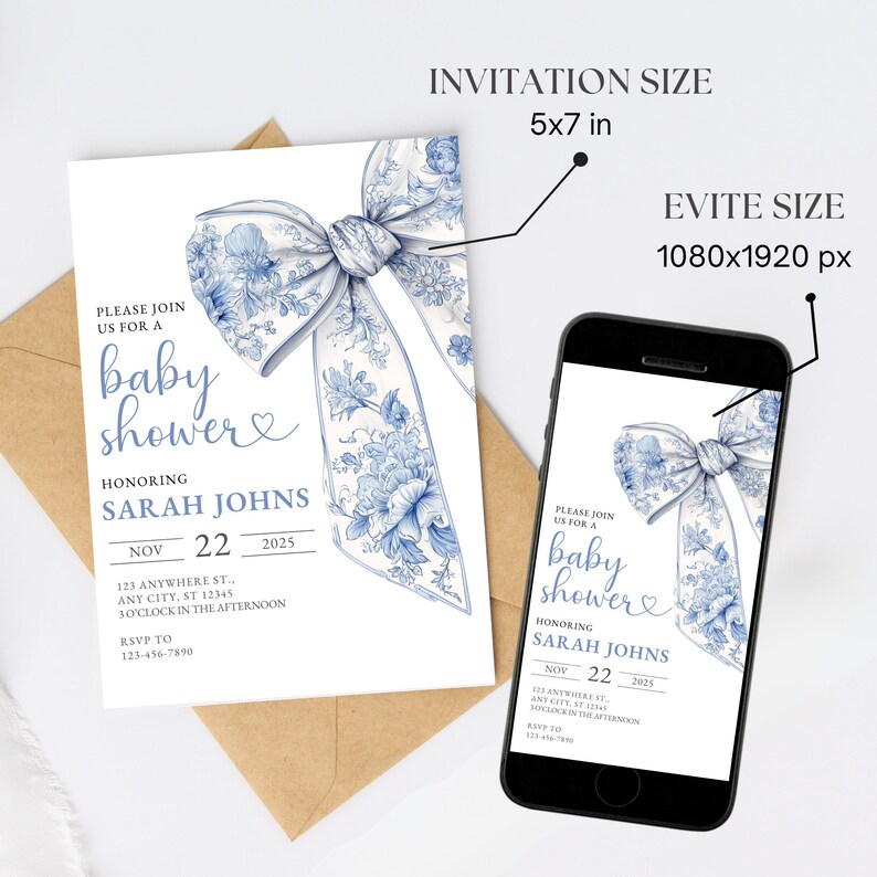 Baby Shower Invite Downloadable Baby Boy Shower Online Invitation Toile De Jouy