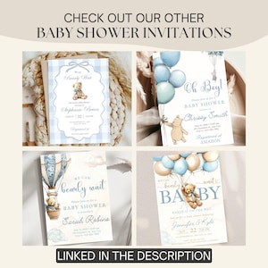 We Can Bearly Wait Baby Shower Editable Invitation Edit Pale Blue Balloons Teddy Bear Theme Boy Shower Invite Boho Digital Download Invited image 14