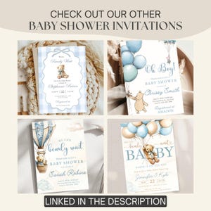 Boy Bear Baby Shower Welcome Sign Customize Bearly Can Wait Dusty Blue Balloons Personalized Shower Wall Sign Front Yard Bear Sprinkle Decor image 14