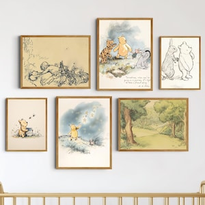 Classic Winnie-The-Pooh Wall Art Print Downloadable Storytime Decor Cozy Reading Nook Cottagecore Honey Bear Artwork Toddler Gallery Set image 16