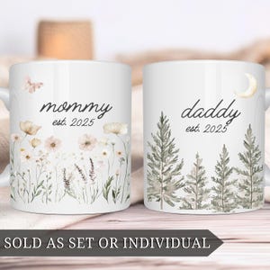 New Parents Mug Set For First Time Mommy and Daddy Coffee Mug Personalized New Mom & Dad Gift Idea 1st Time Parents Customized Coffee Cup