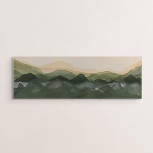 Living Room Painting Above Fireplace Art Work Landscape Watercolor Scenery Print Mid Century