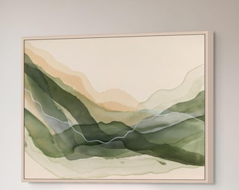 Green Wall Art Print Japandi Modern Minimalist Wall Decor Large Kitchen ArtWork Painting Frame Canvas Art For Wall Hanging Original Design