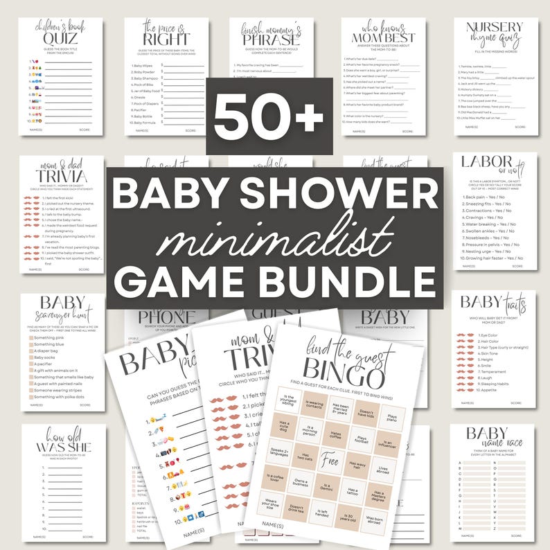 Minimalistic Baby Shower Game Bundle Downloadable Neutral Game