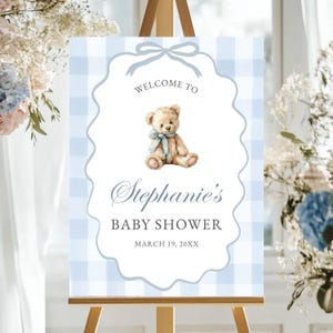 Welcome Baby Sign Shower Bear Theme Custom Poster