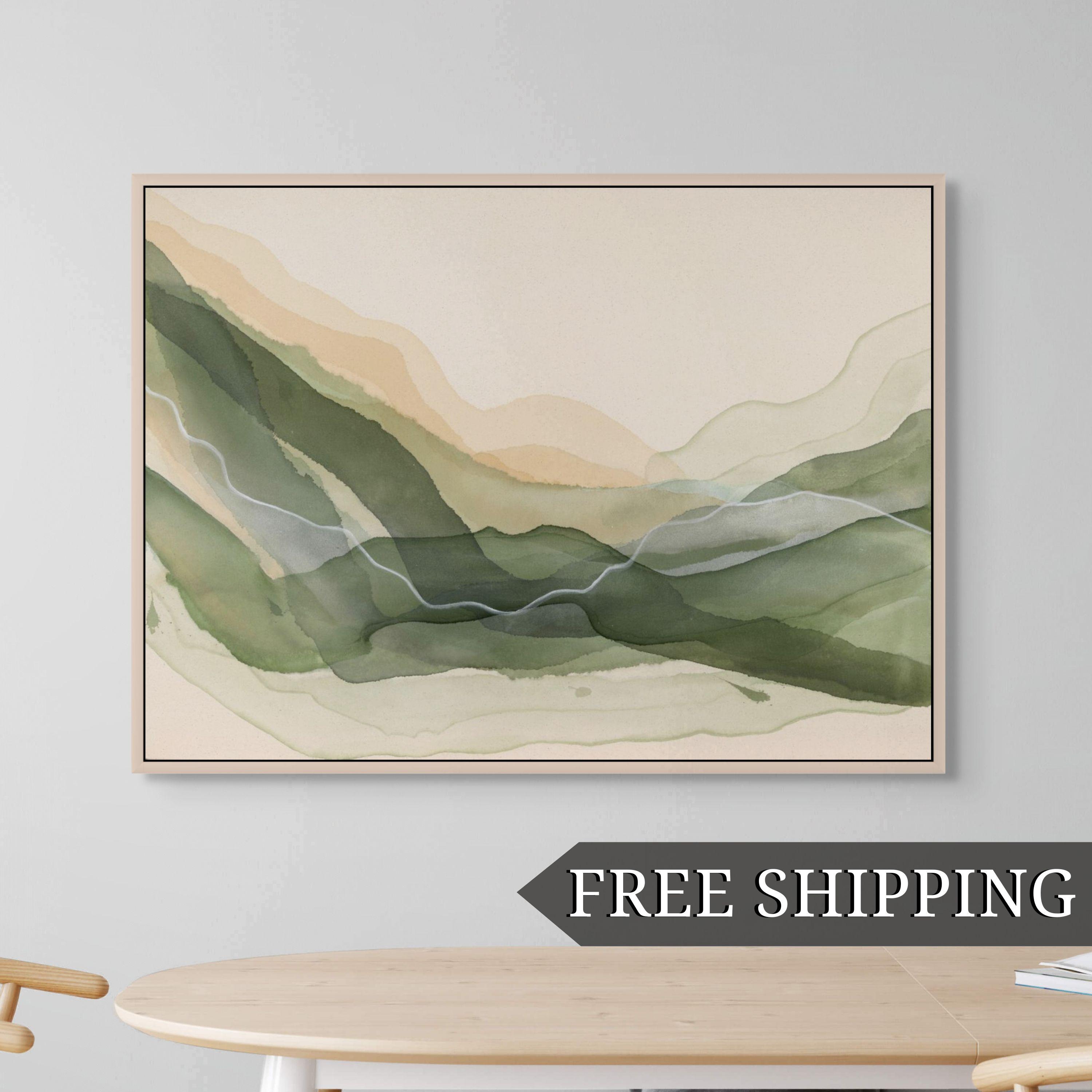 Green Wall Art Print Japandi Modern Minimalist Wall Decor Large Kitchen ArtWork Painting Frame Canvas Art For Wall Hanging Original Design