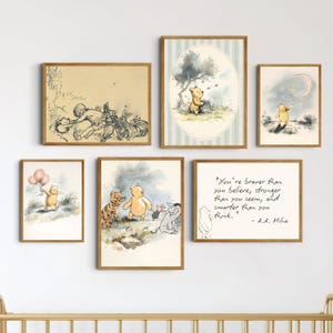 Winnie-the-Pooh Nursery Wall Art Digital Print Kids Room Woodland Gallery Set Childrens Playroom Boho Watercolor Painting Neutral Bundle Boy image 17