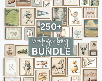 Nursery Wall Art Set Kid Room Printable Matching Bundle Baby Boy Decor Vintage Artwork Print Gallery Wall Digital Download Children Playroom