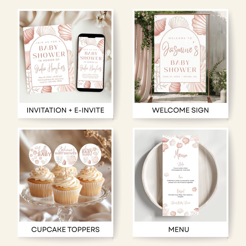Baby Shower Editable Bundle Download