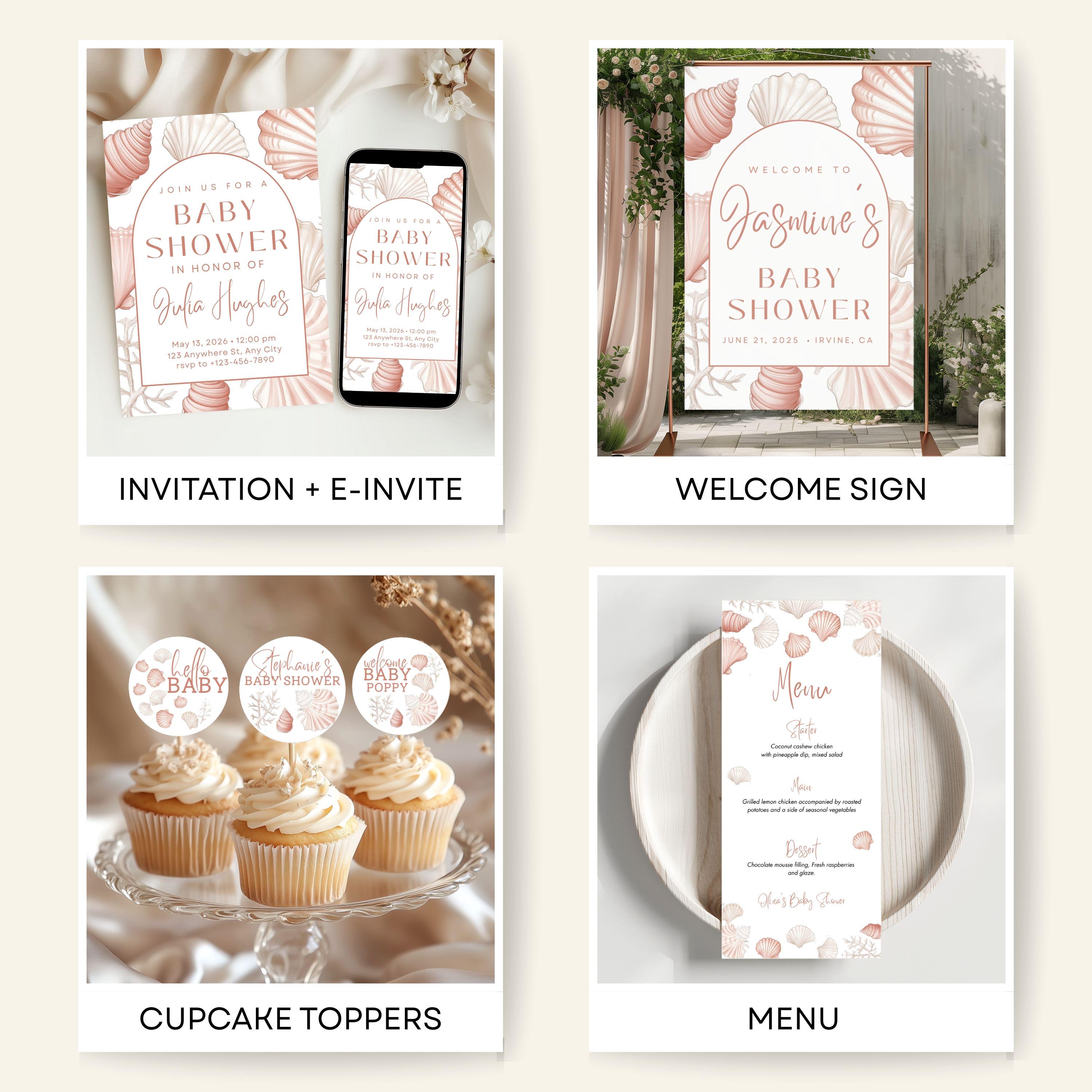 Seashell Baby Shower Editable Bundle Download Pink Girl Shower Game ...