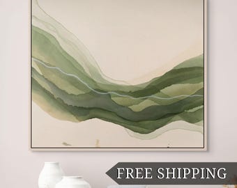 Earth Tone Wall Art Canvas Print Home Decor Boho Large Simple Abstract Art Sagw Green Neutral Painting for Living Room Wall Decor Bohemian