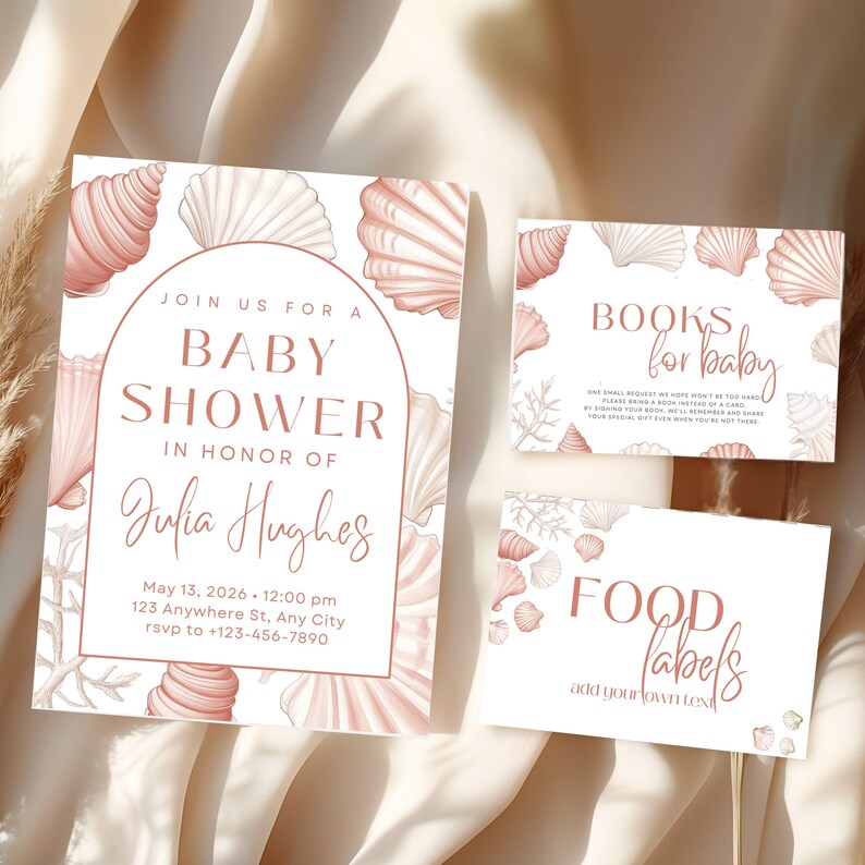 Shower Game Bundle Neutral Beach Boho Baby Sprinkle InvitationTemplate Editable Evite pdf