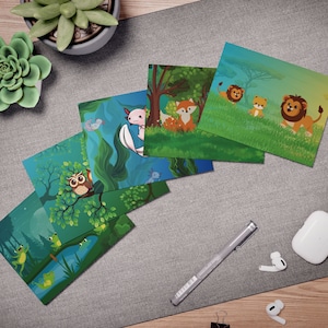 Cartes de vœux pour enfants et animaux (paquet de 5)