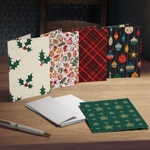 Cartes de voeux vierges à motifs multiples pour les Fêtes (paquet de 5)